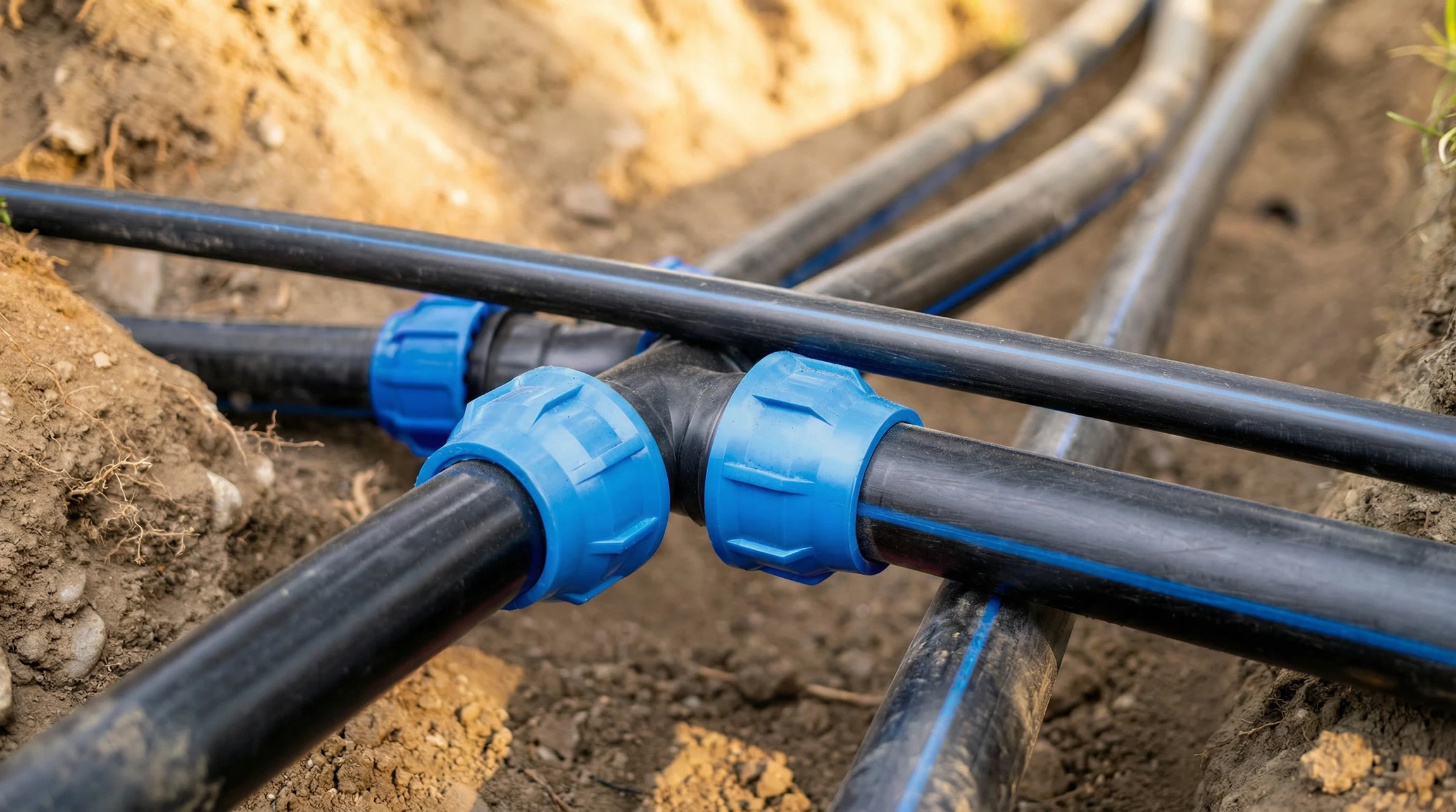 réparation des canalisations d'égout pour le travailleur sur le chantier de construction